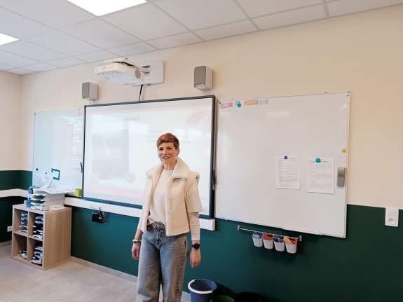 Mélanie Laschet dans sa classe